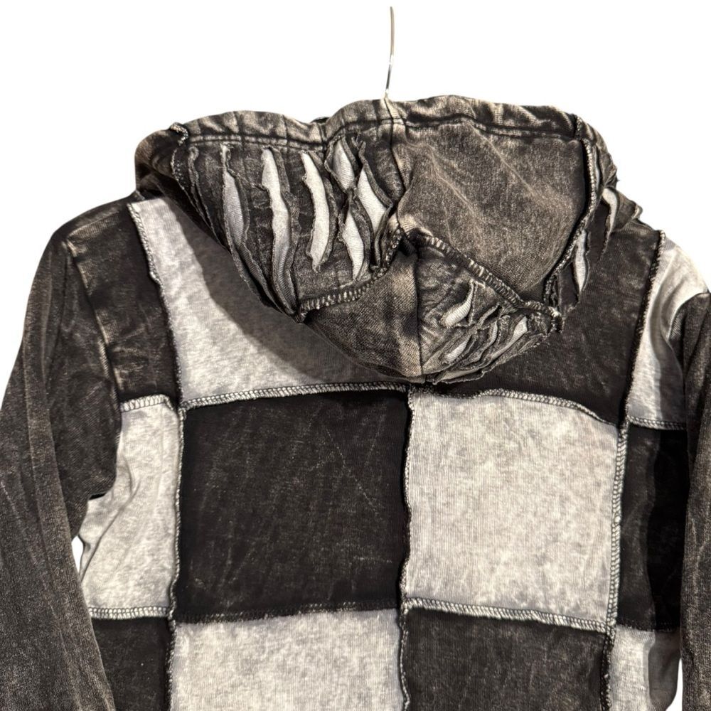 NWT Rhea Black Cotton Long Flower Patchwork Razor Cut Hippie Boho Jacket- Medium - Picture 6 of 12